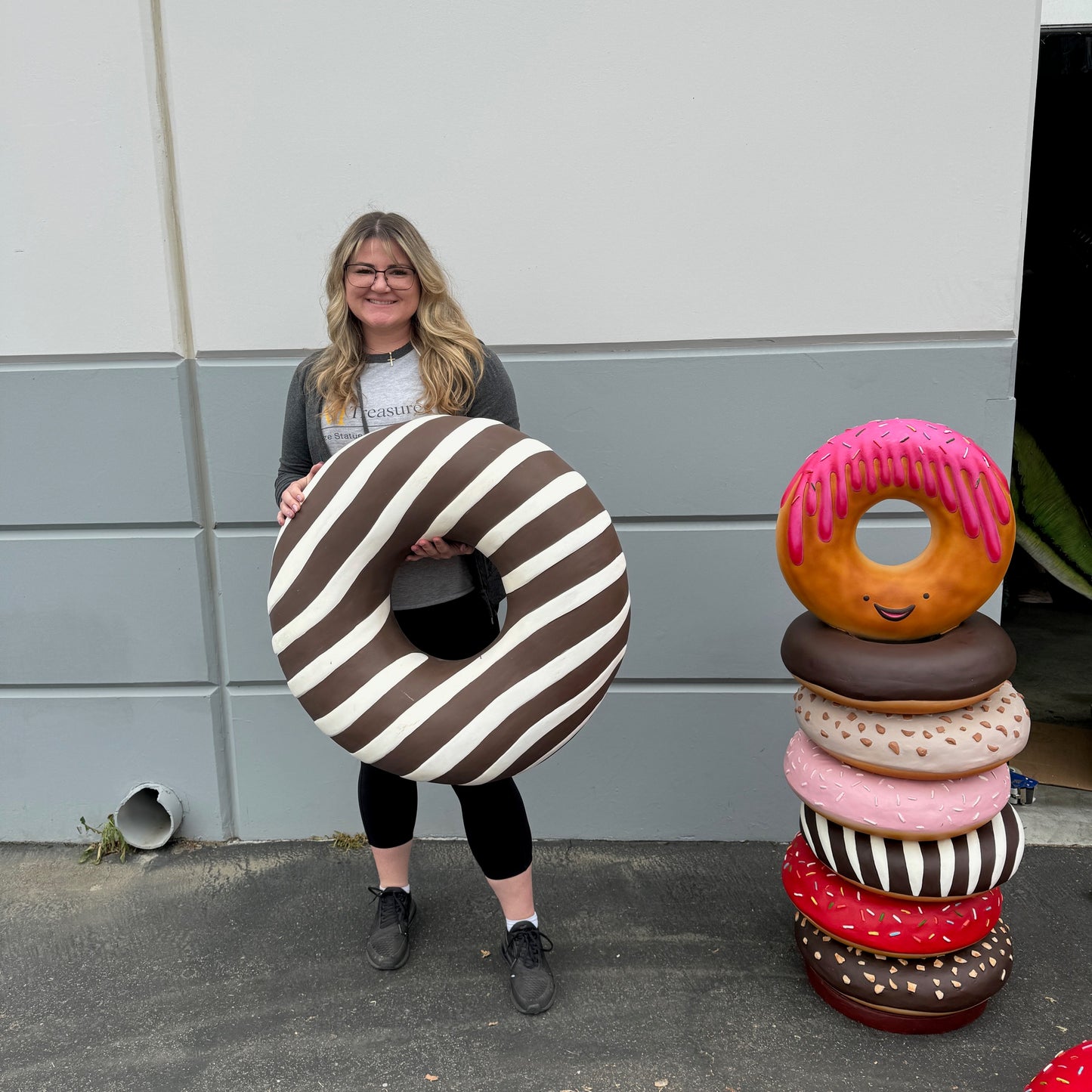 Large Stripped Donut Statue