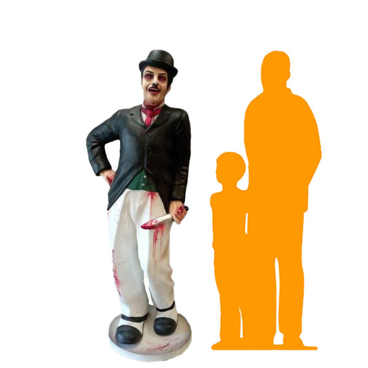 Scary Chaplin Clown Life Size Statue
