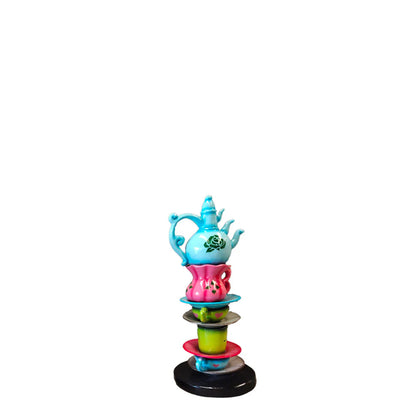 Small Stacked Blue Teapot Statue