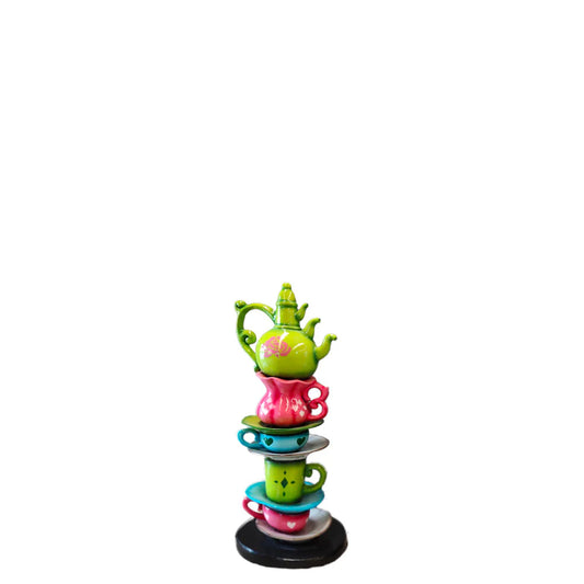 Small Stacked Green Teapot Statue