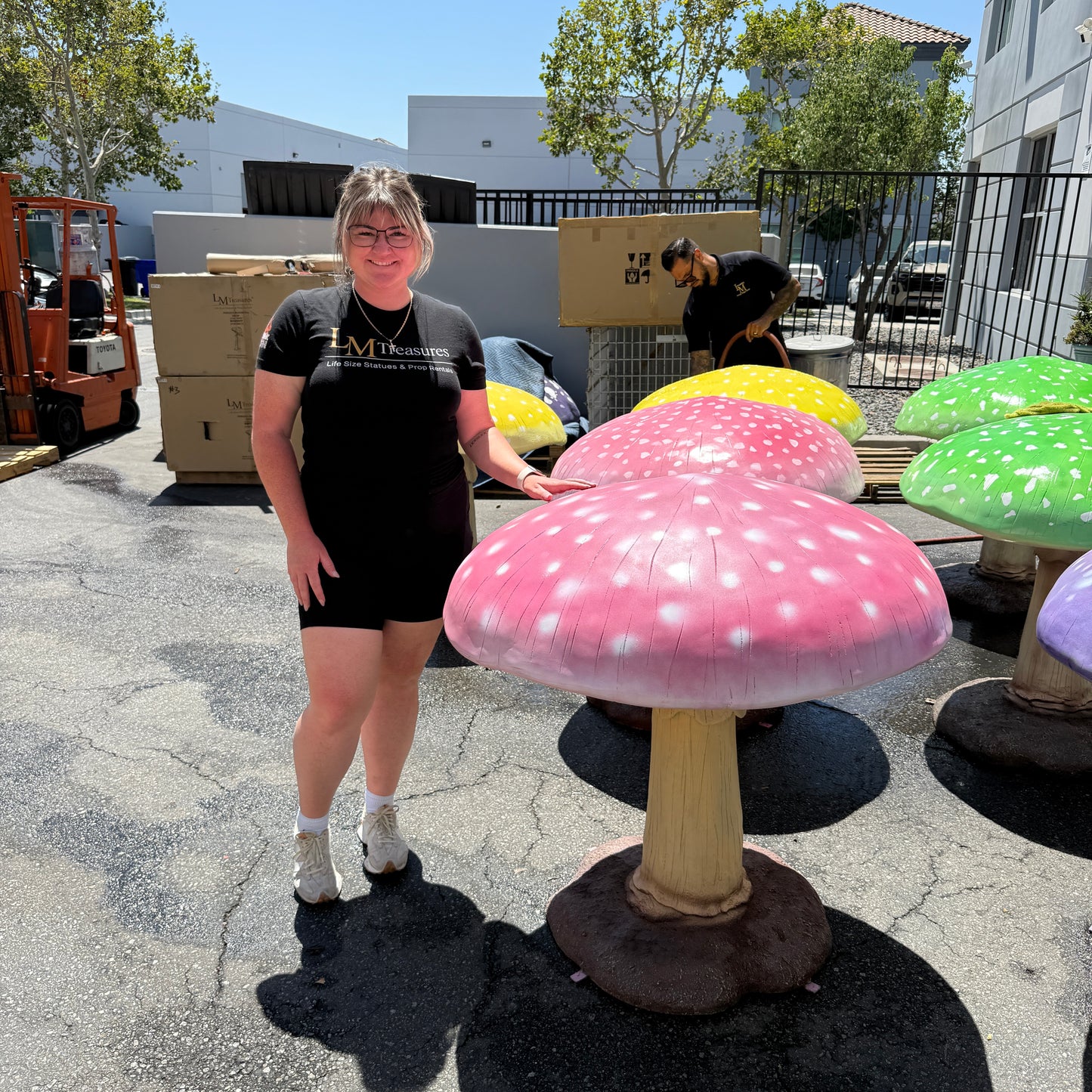 Large Pink Mushroom Statue