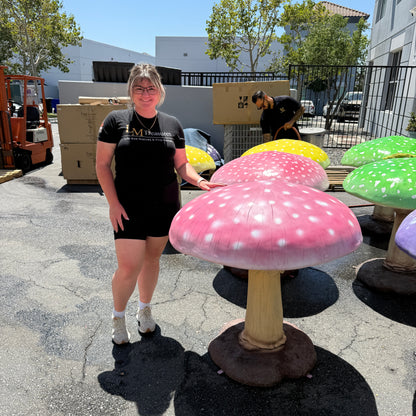 Large Pink Mushroom Statue
