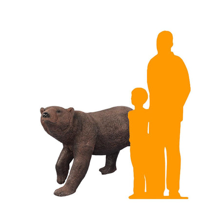 Walking Brown Bear Head Up Statue