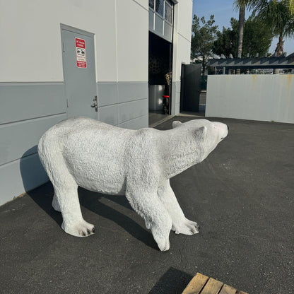 Walking Polar Bear Head Up Statue