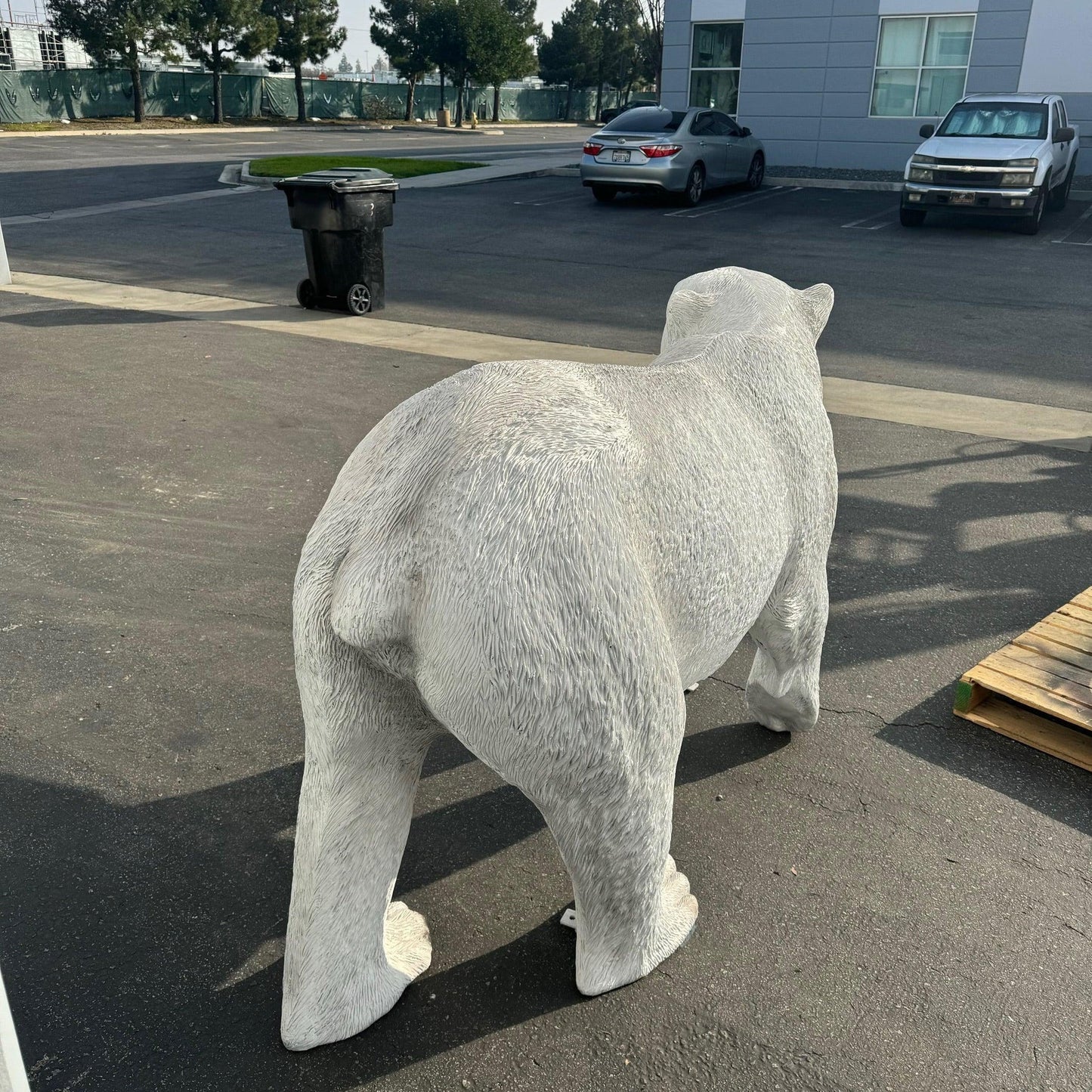 Walking Polar Bear Head Up Statue