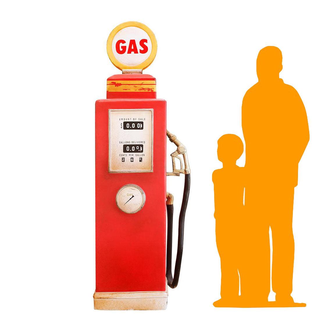 Red Gas Pump Life Size Statue - LM Treasures Prop Rentals 