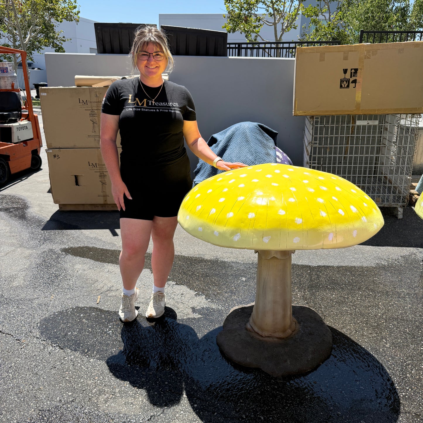 Large Yellow Mushroom Statue