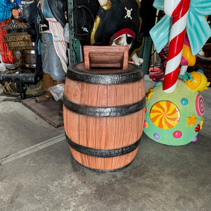 Barrel Trash Can Statue