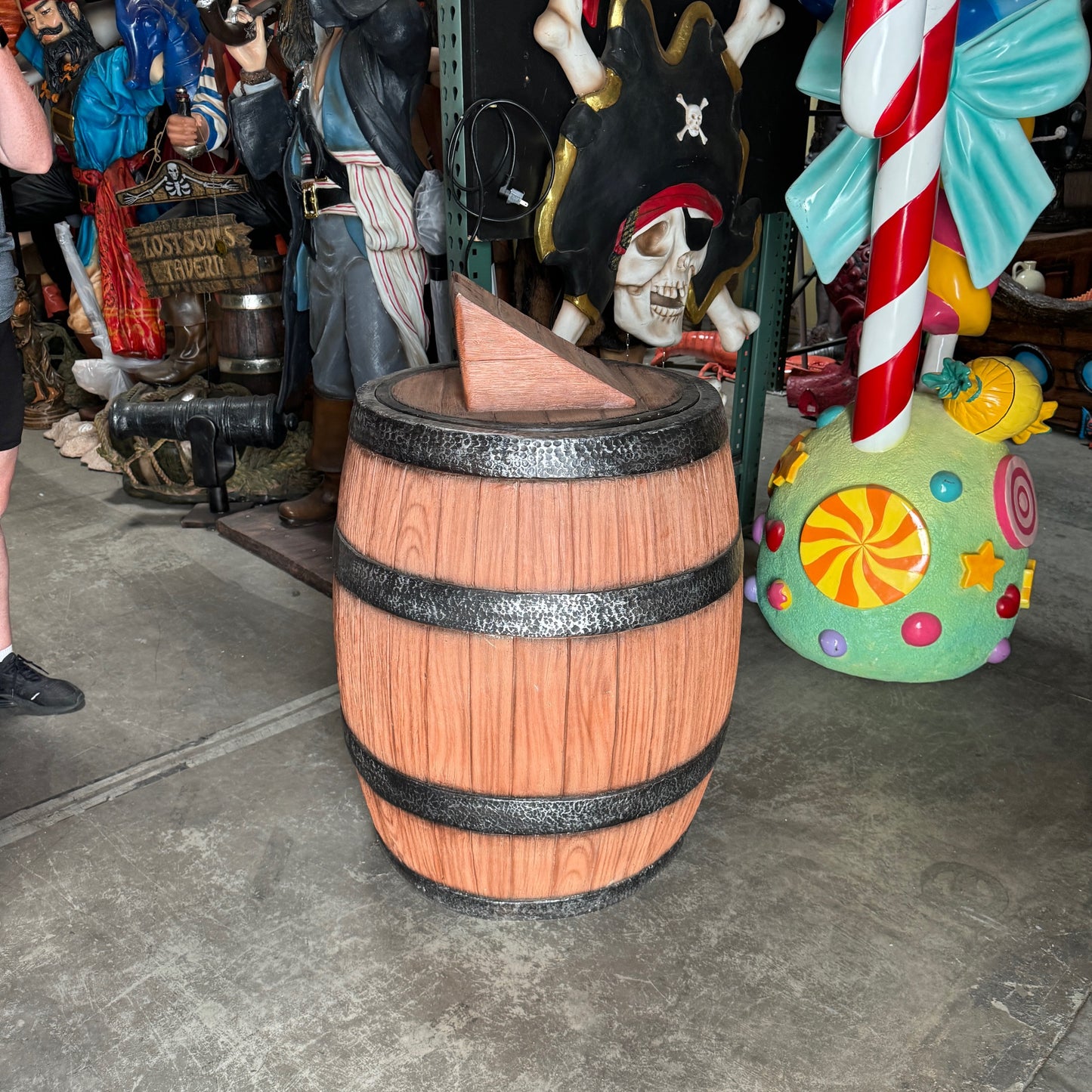 Barrel Trash Can Statue