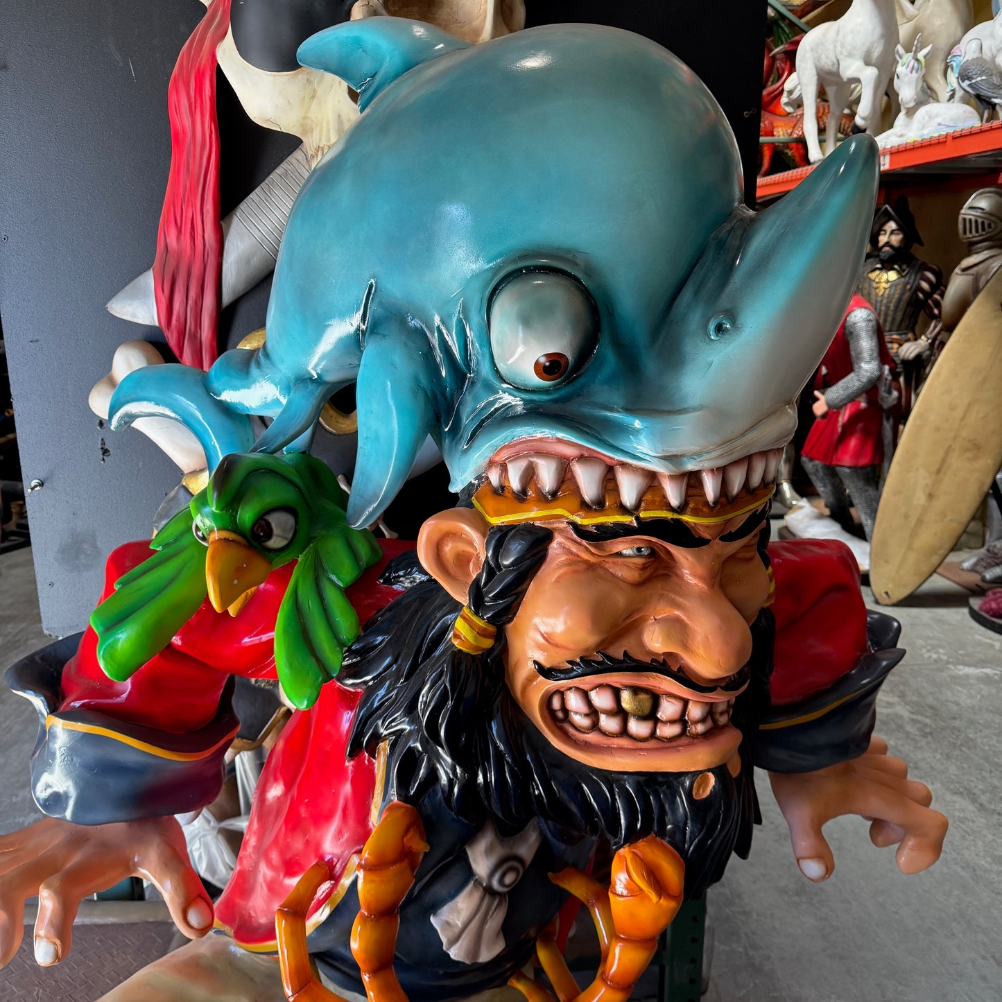 Pirate and Shark Statue