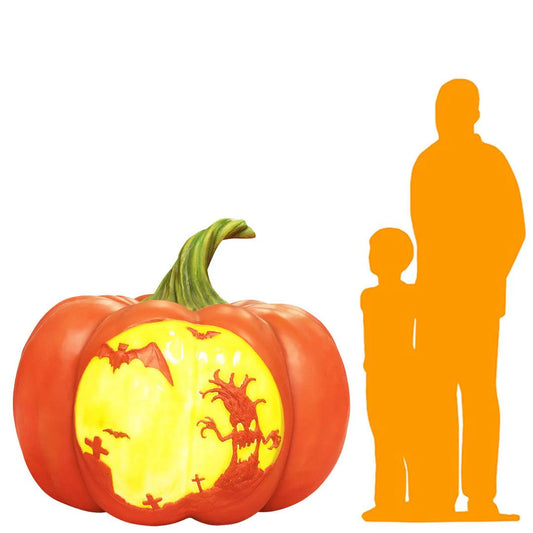 Graveyard Pumpkin Lantern Statue
