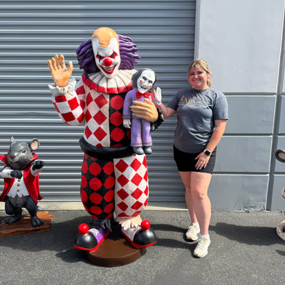 Jester Clown With Doll Statue