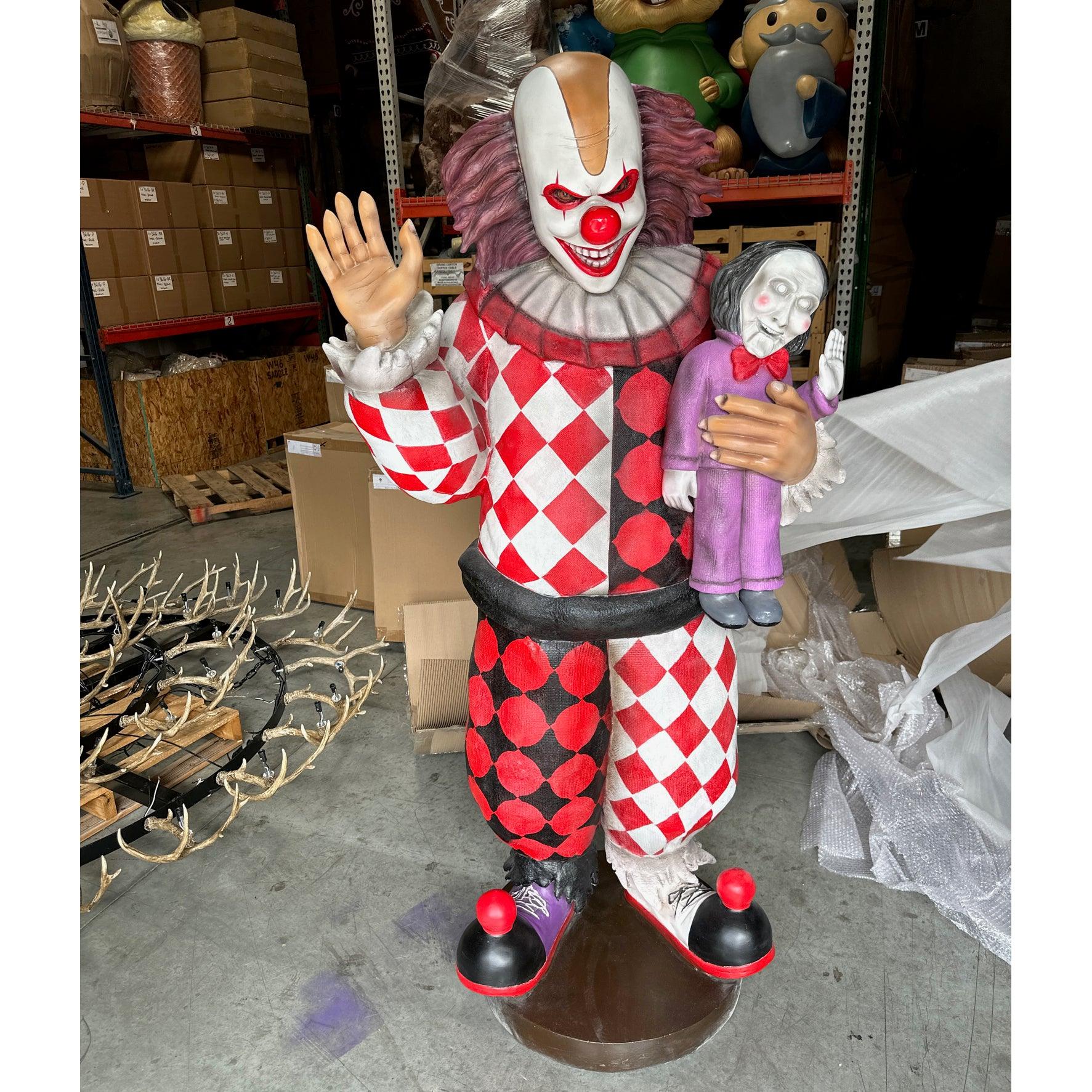 Jester Clown With Doll Statue - LM Treasures Prop Rentals 