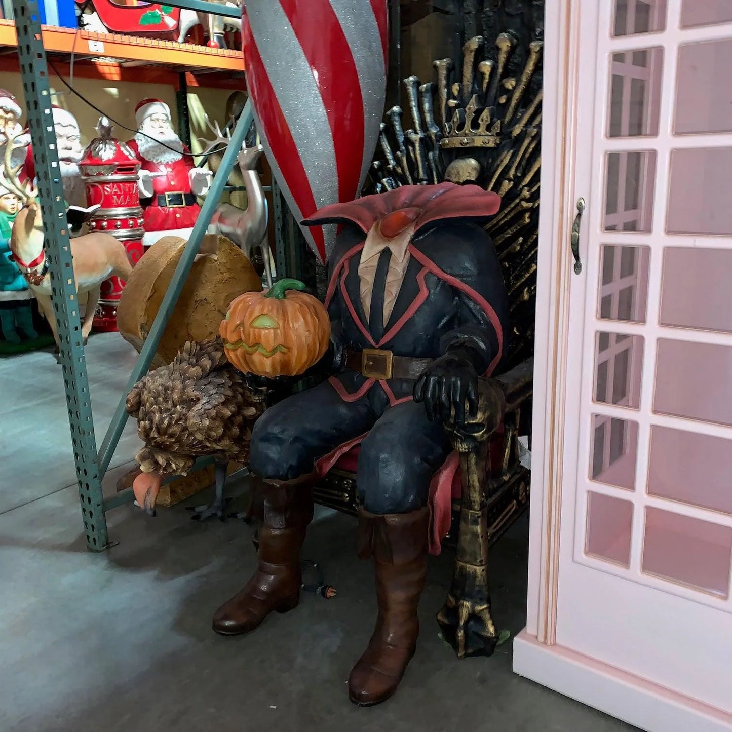Headless Pumpkin Man Sitting Statue