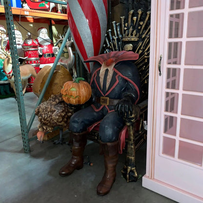 Headless Pumpkin Man Sitting Statue