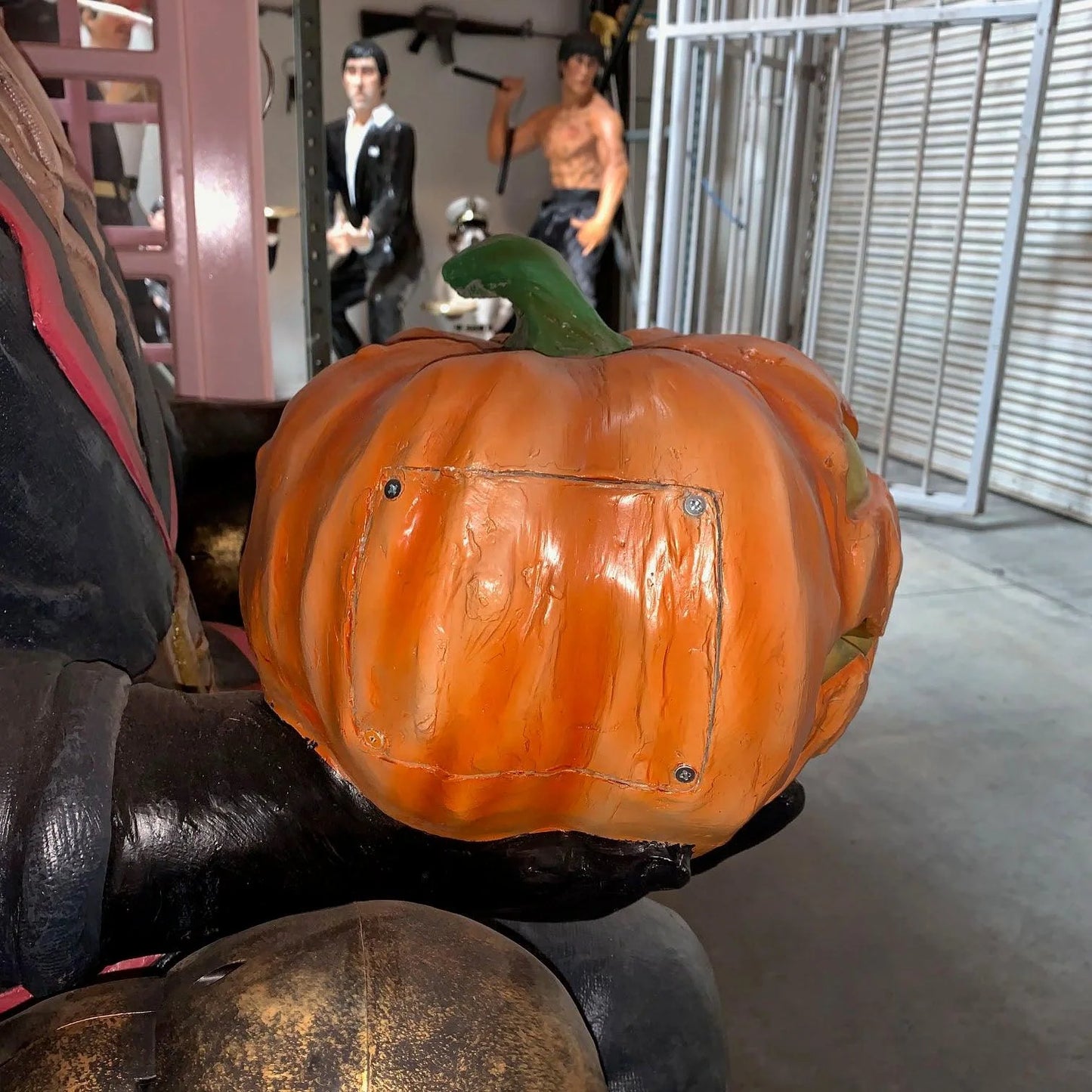 Headless Pumpkin Man Sitting Statue