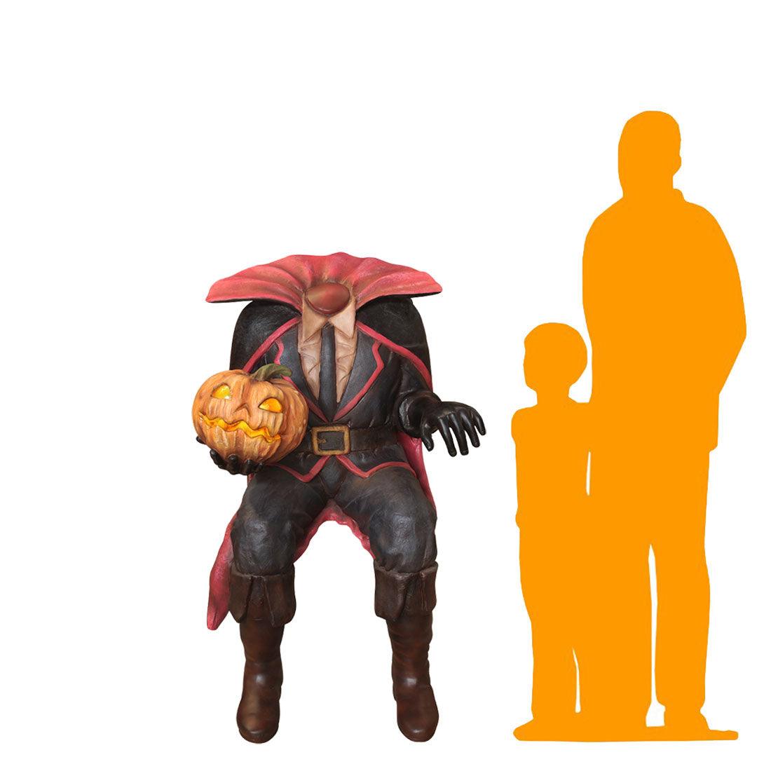 Headless Pumpkin Man Sitting Statue - LM Treasures Prop Rentals 