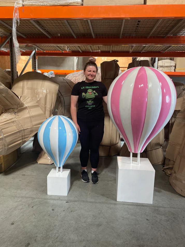 Large Blue Hot Air Balloon Statue - LM Treasures Prop Rentals 