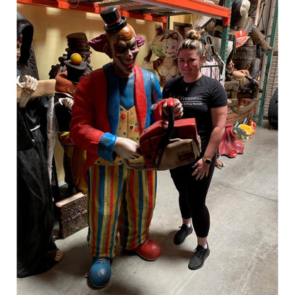 Scary Clown With Chainsaw Statue