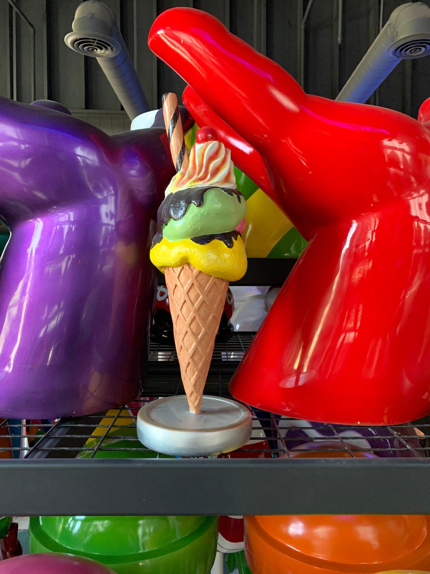 Three Scoop Waffle Ice Cream Statue - LM Treasures Prop Rentals 
