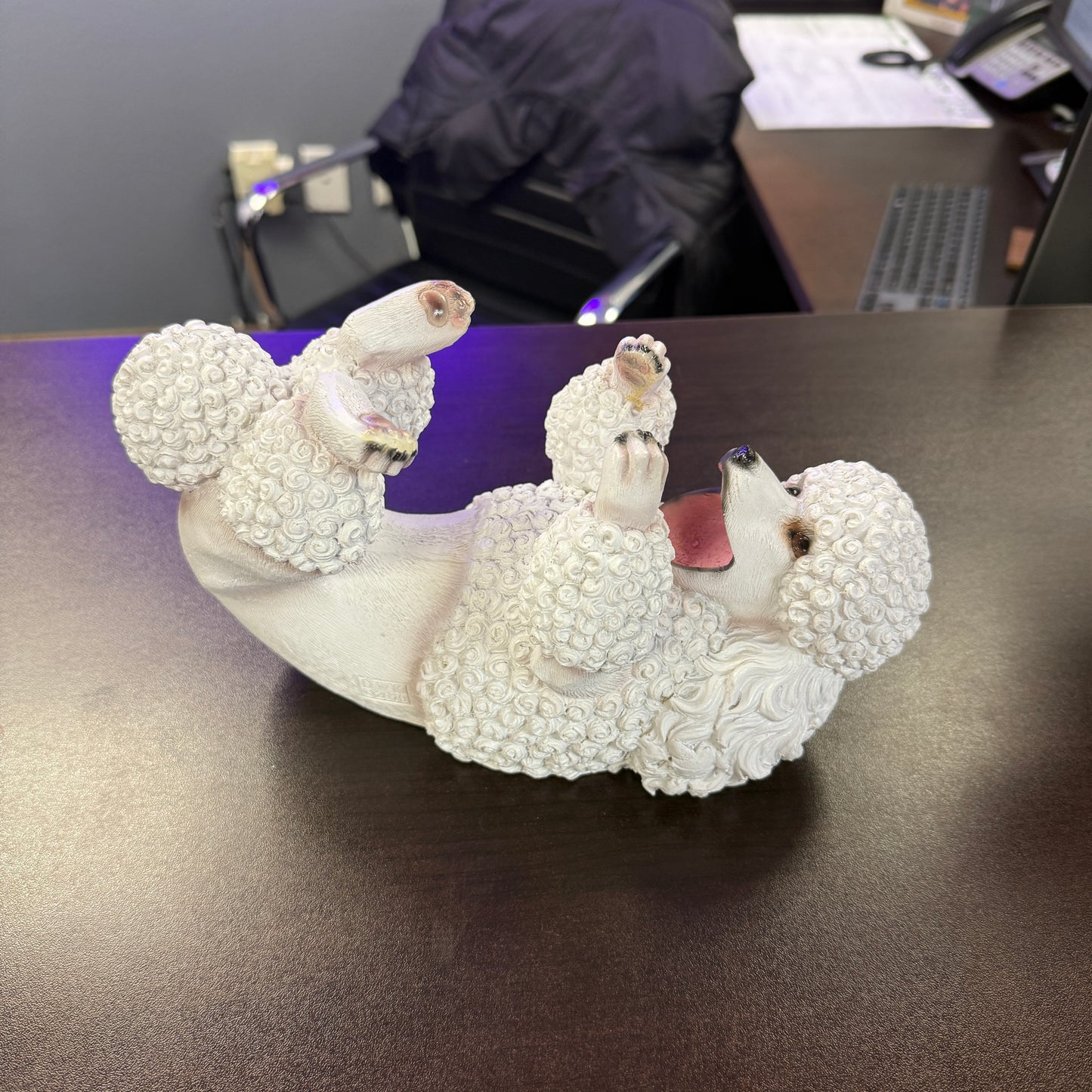 French Poodle Bottle Holder Statue