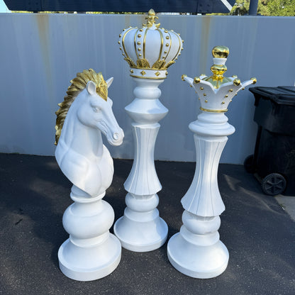 White Chess Set of 3 Statues