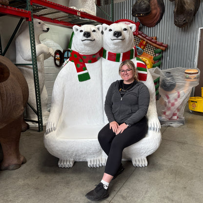 Polar Bear Bench Statue