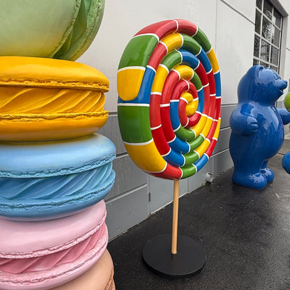 Large Rainbow Twirl Lollipop Statue