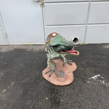 Small T-Rex Dinosaur With Saddle Statue