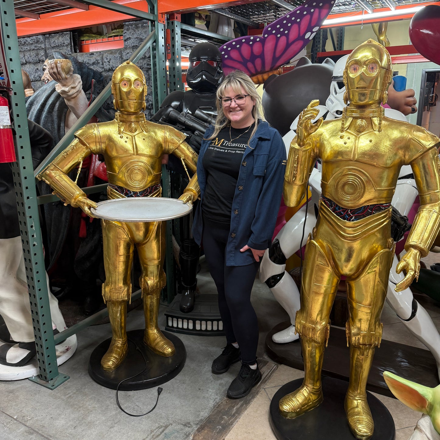 Gold Space Robot Butler Statue