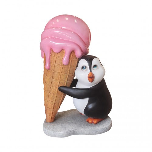 Comic Penguin With Ice Cream Statue