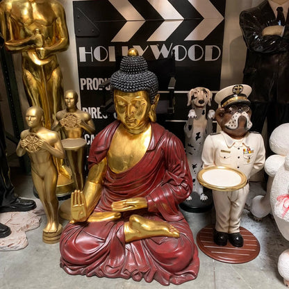 Sitting Gold and Red Buddha Statue