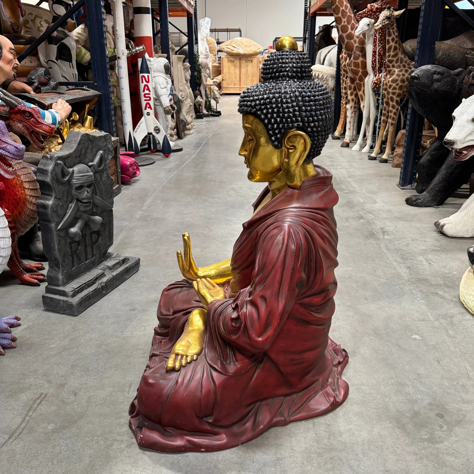 Sitting Gold and Red Buddha Statue AA009-AASBG-H