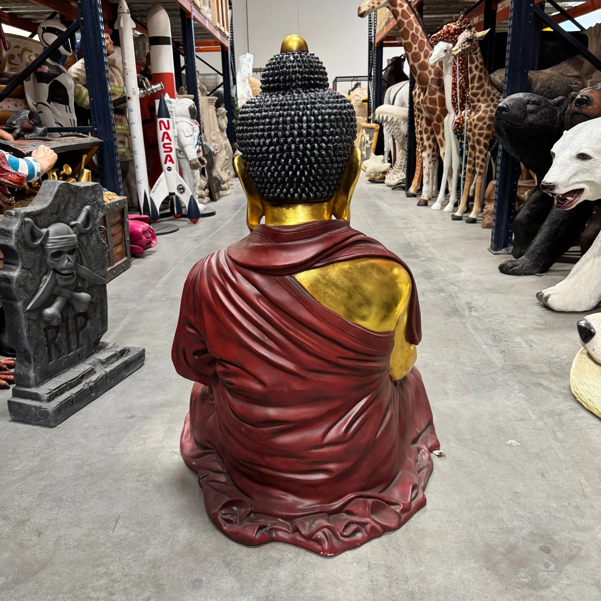 Sitting Gold and Red Buddha Statue AA009-AASBG-H