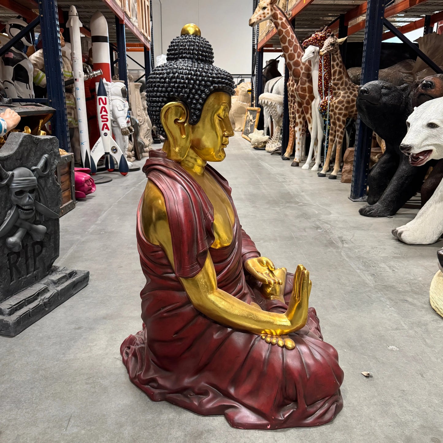 Sitting Gold and Red Buddha Statue AA009-AASBG-H