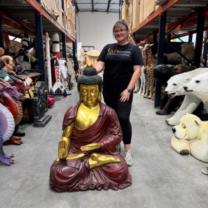 Sitting Gold and Red Buddha Statue AA009-AASBG-H