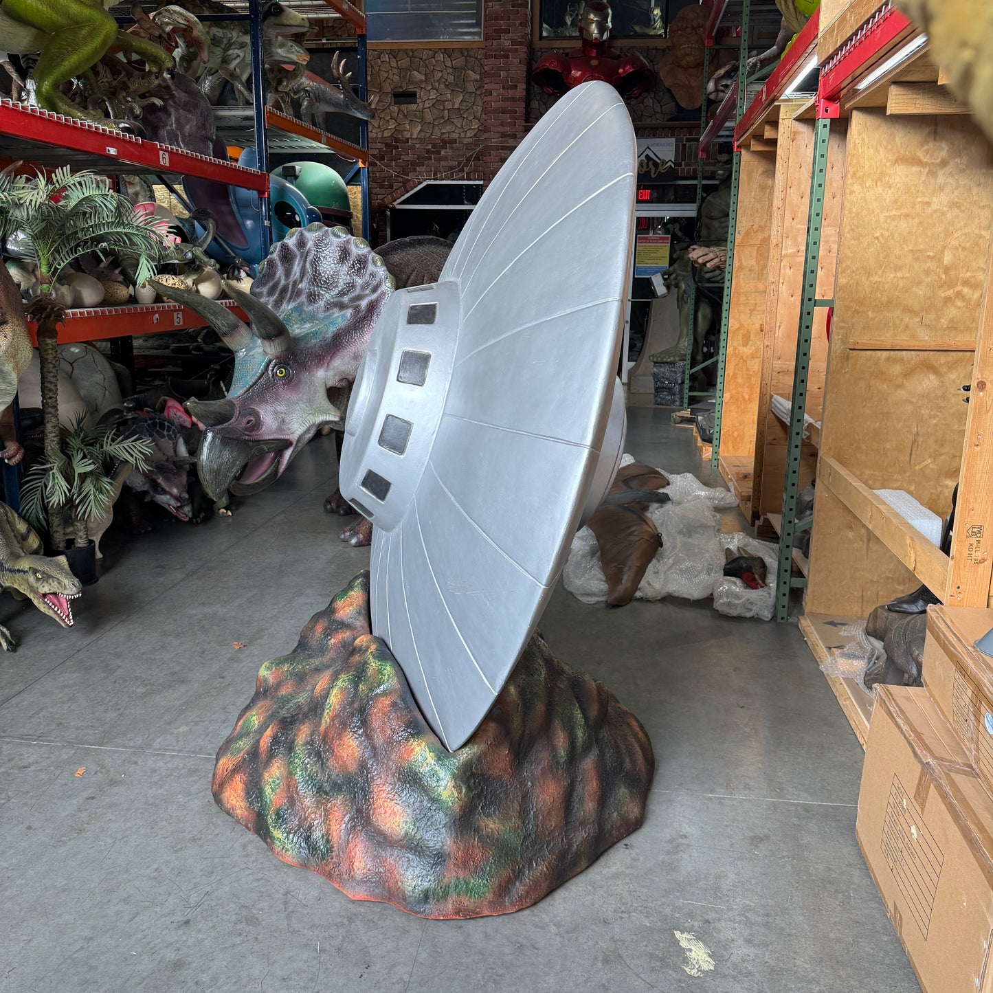 Large Crashed Alien Space Ship UFO Statue