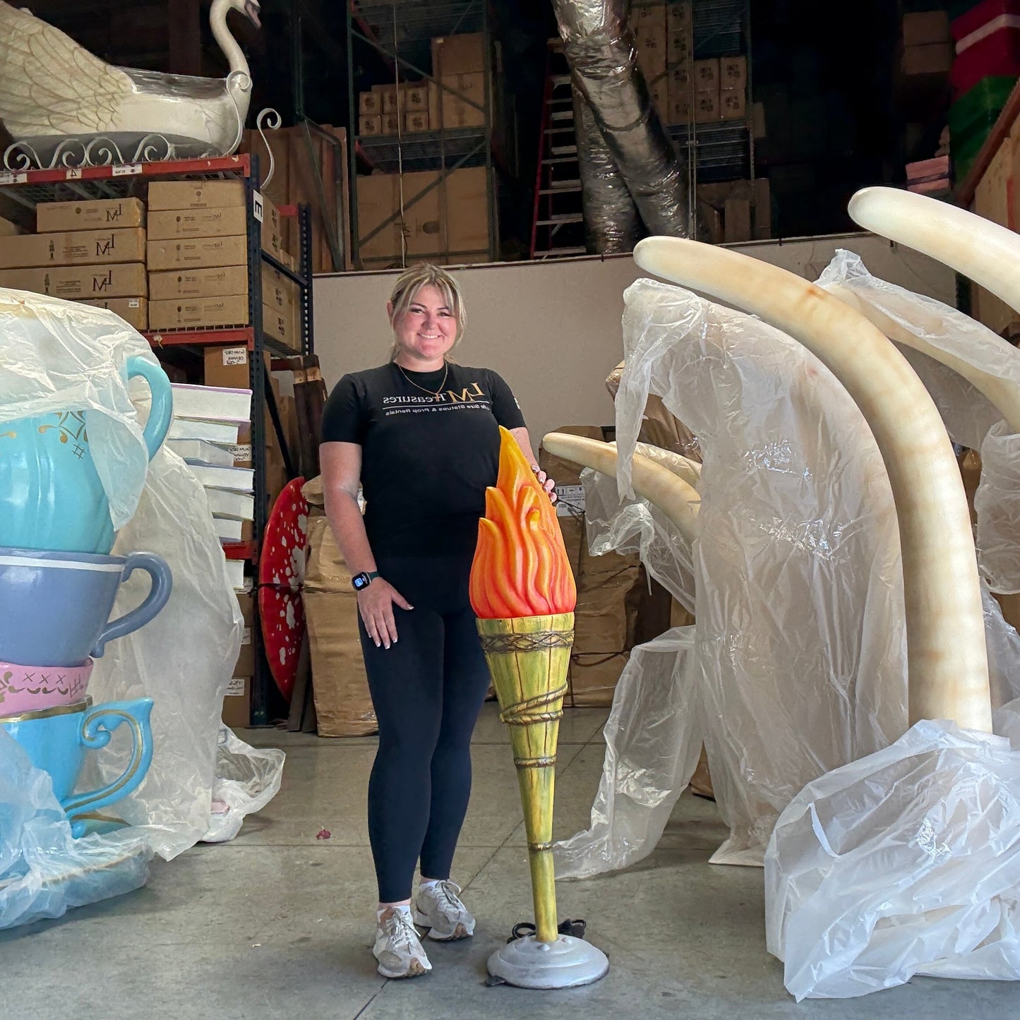 Small Fire Tiki Torch Statue F0226-ABK-A