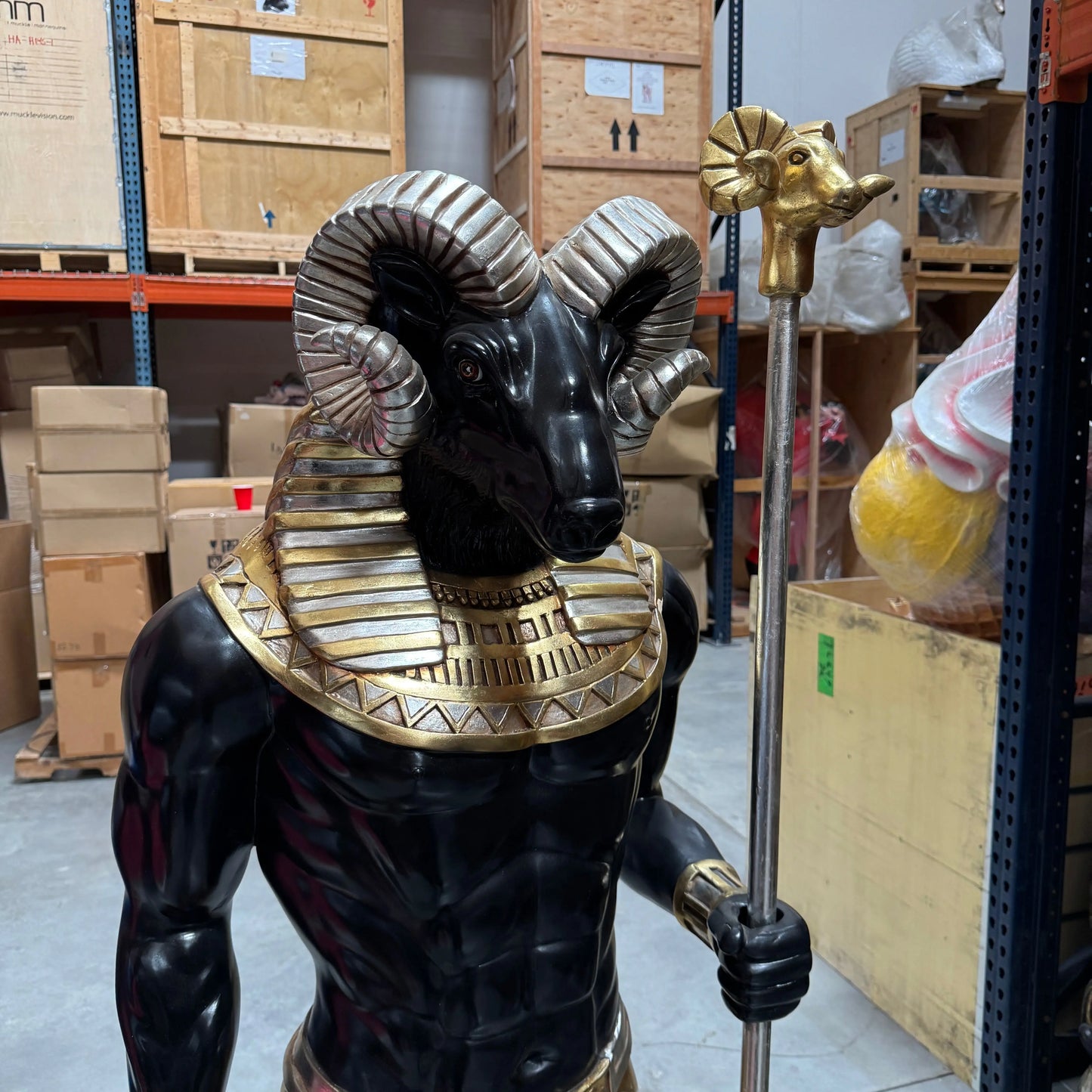 Egyptian Khnum Life Size Statue E0105S-AFK6SB-H