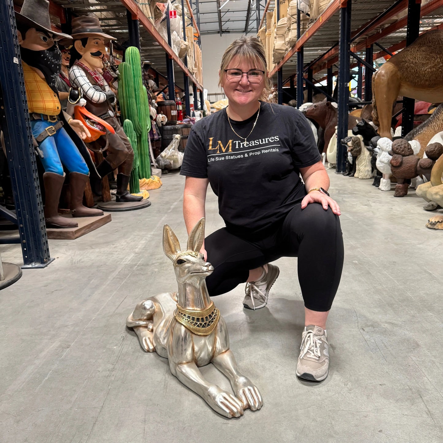 Egyptian Dog Jackal God Statue E0032-AFPHH-H