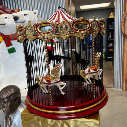 Hanging Birdcage Carousel Horse Statue