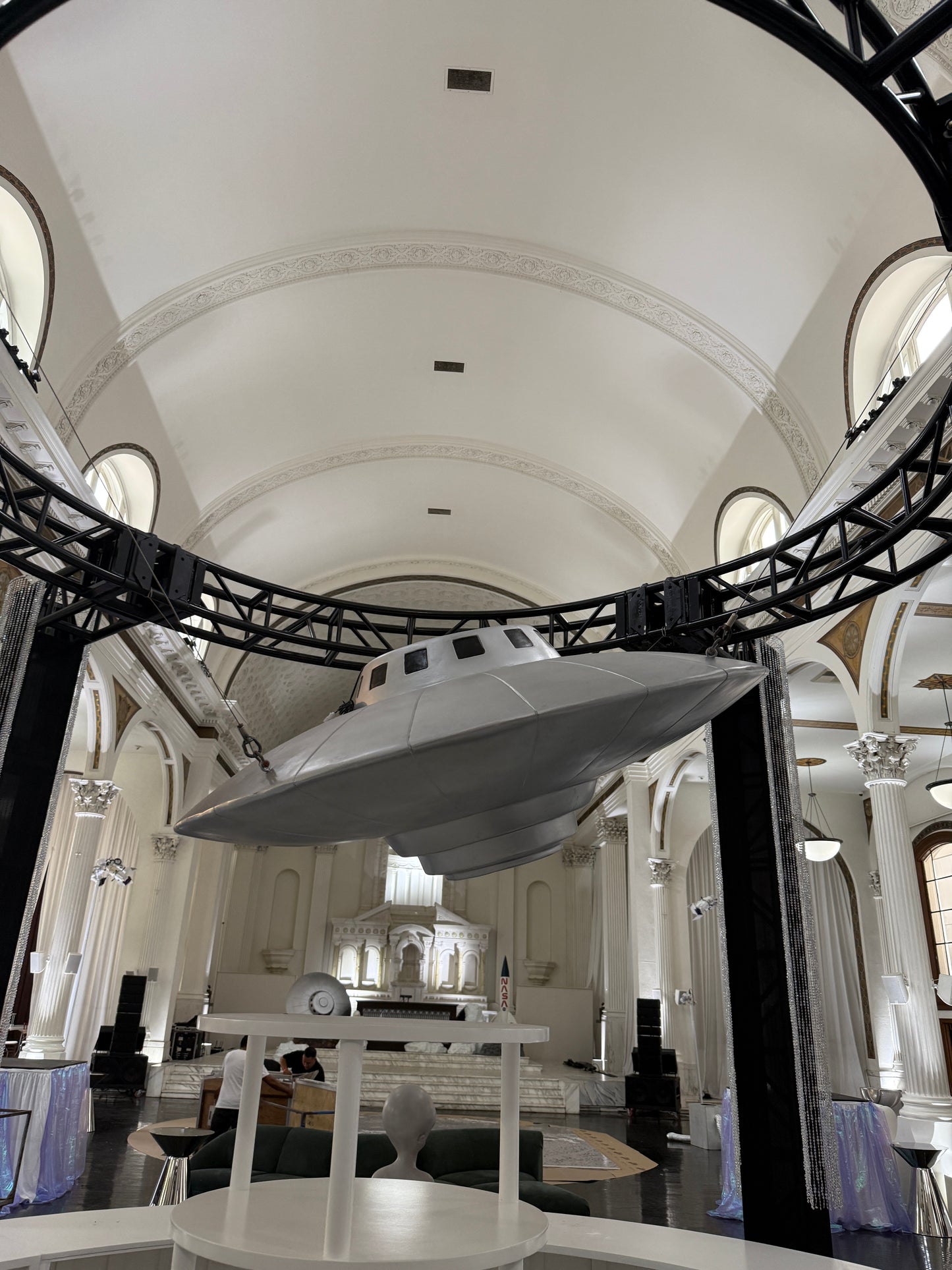 Large Hanging Alien Space Ship UFO Statue