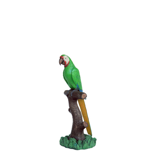 Green Macaw Parrot On Branch Statue