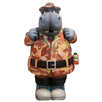Comic Hippo Explorer Statue