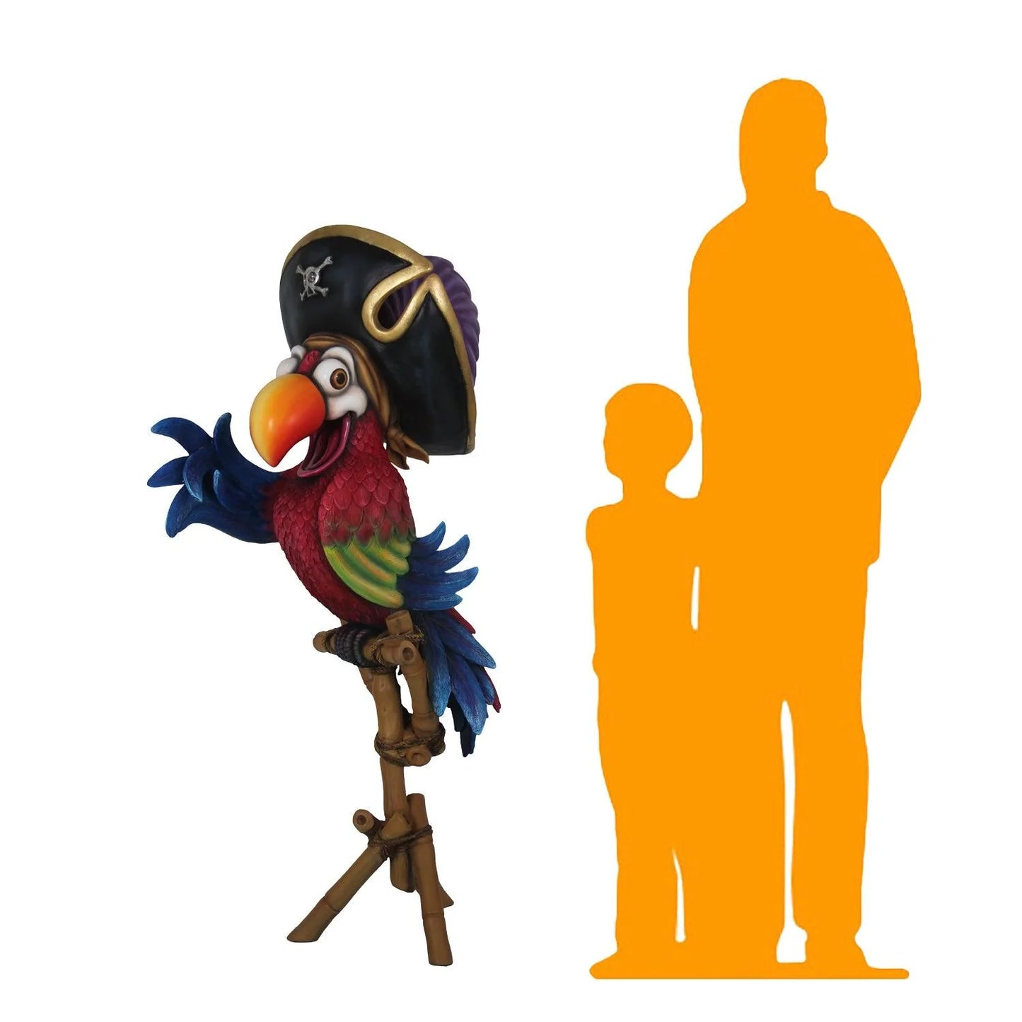 Comic Pirate Parrot Statue On Stand