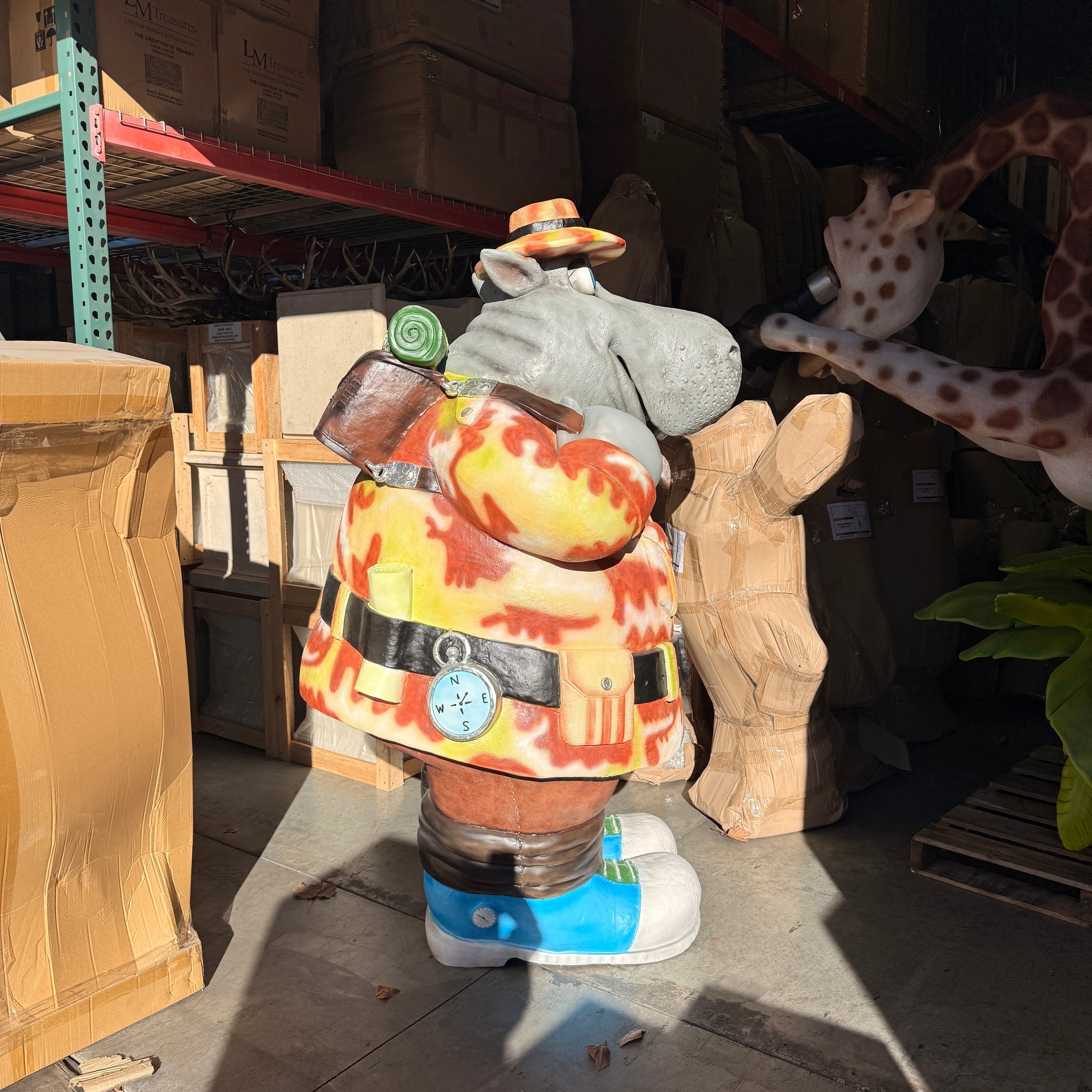 Comic Hippo Explorer Statue A0677-C056-PT