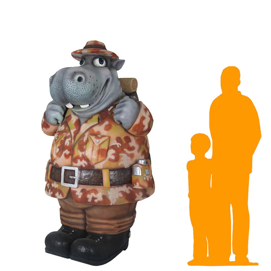 Comic Hippo Explorer Statue