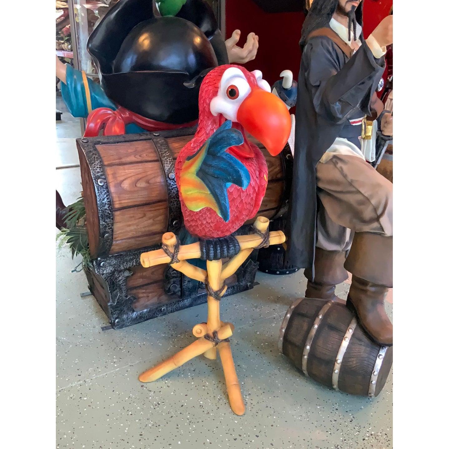 Comic Parrot Statue On Stand - LM Treasures Prop Rentals 
