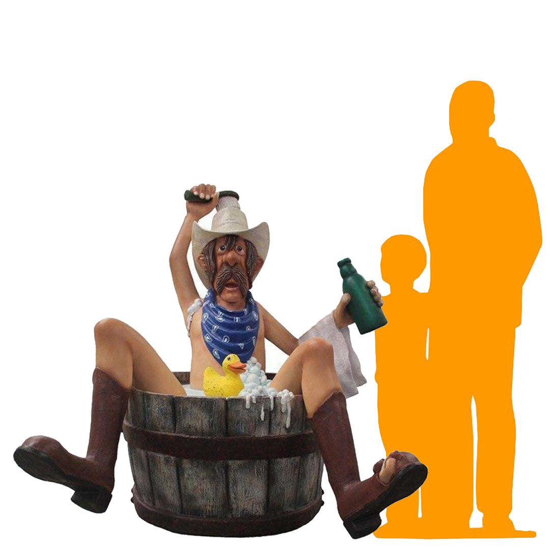 Bathing Cowboy Life Size Statue