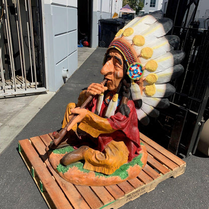 Indian Chief Smoking Statue - LM Treasures Prop Rentals 